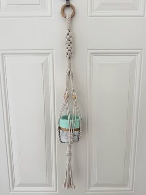 Macrame plant hanger with pot